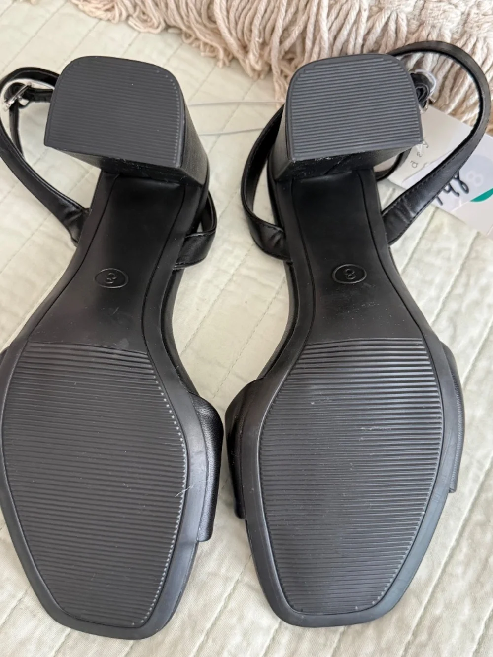 NWT A New Day Haley Block Heel Sandals Black Women's Size 8